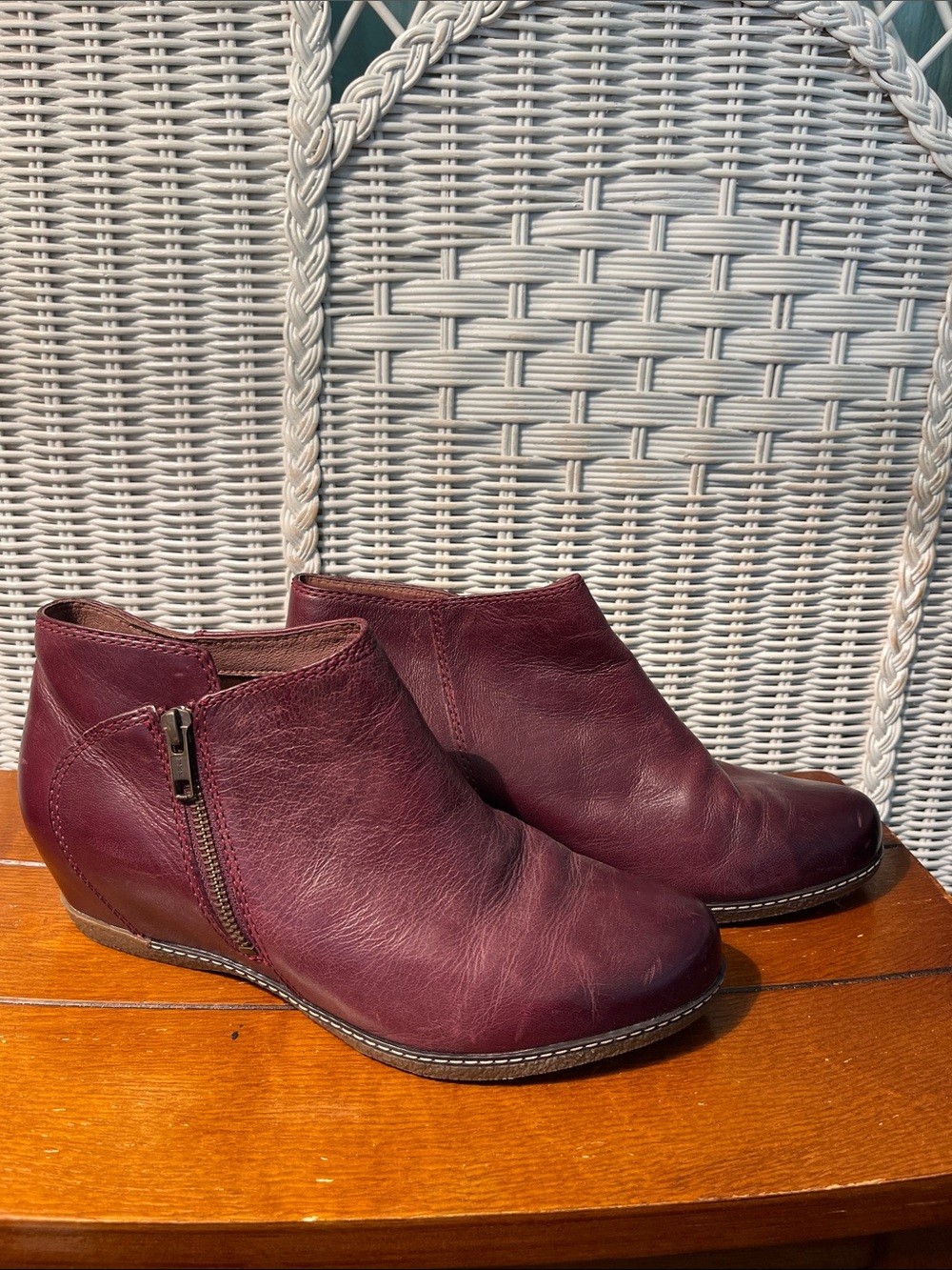 Dansco Leyla Leather Hidden Wedge Heel Ankle Boots - Zip Side Size EU40/9.5-10